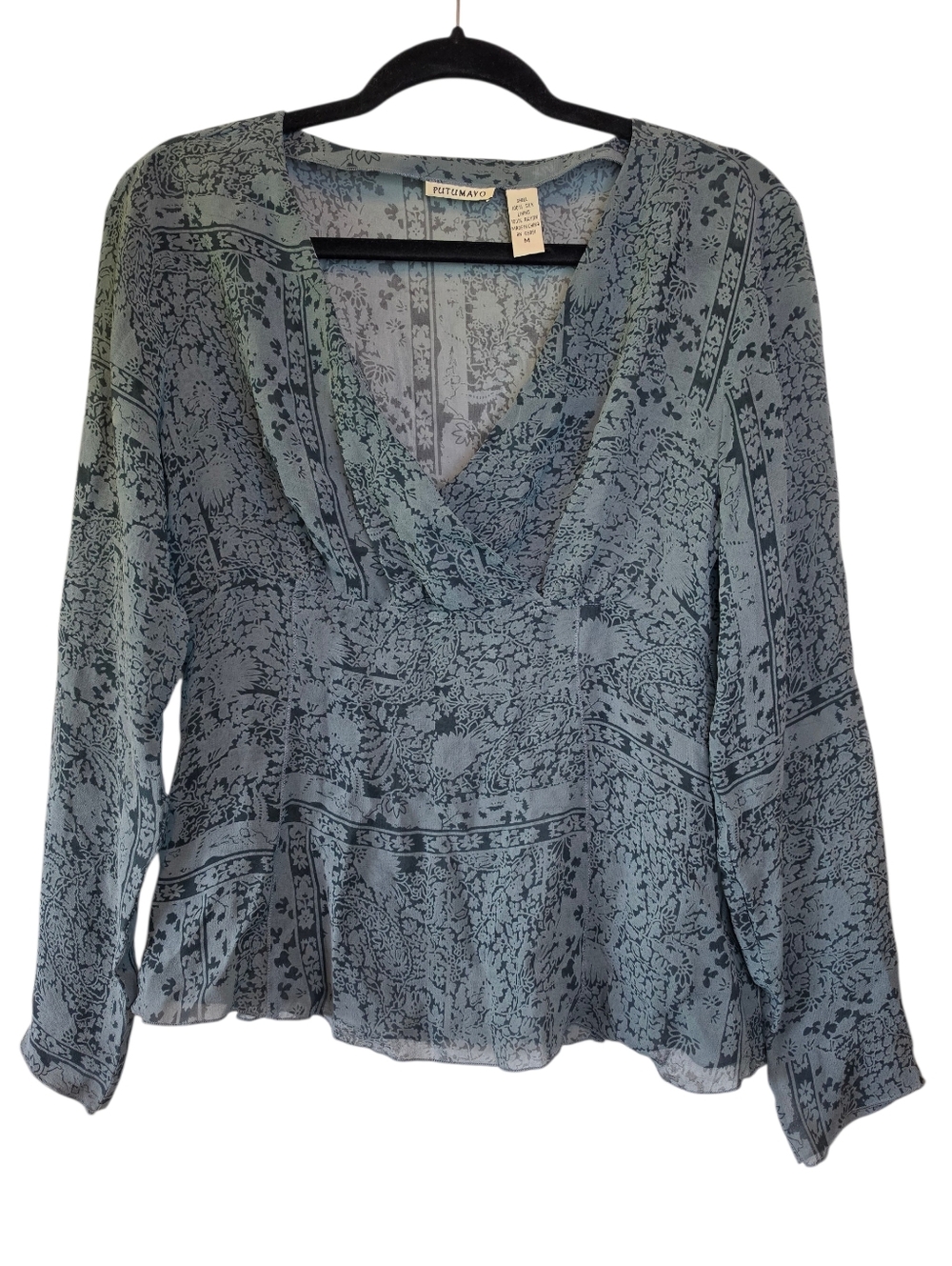 PUTUMAYO Vintage 100% Silk Fairycore Peplum Blouse, Medium - Picture 2 of 7